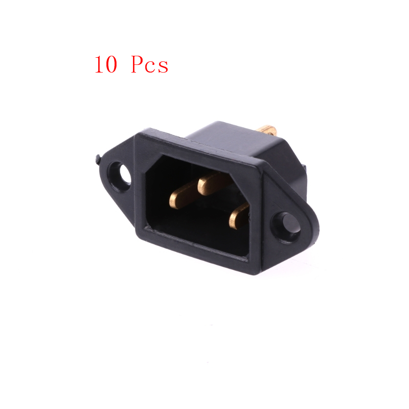 10 Pcs/Set AC 250V 10A 3-Pin Terminal IEC320 C14 Inlet Power Plug Socket Black