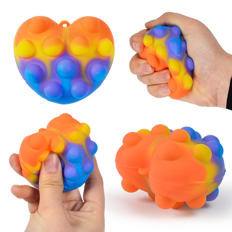 Heart-shaped Stress Ball 3D Squishy Love Fidget Toys Silicone Decompression Silicone Squeeze Fidget Ball Fidget Sensory Toy 2022