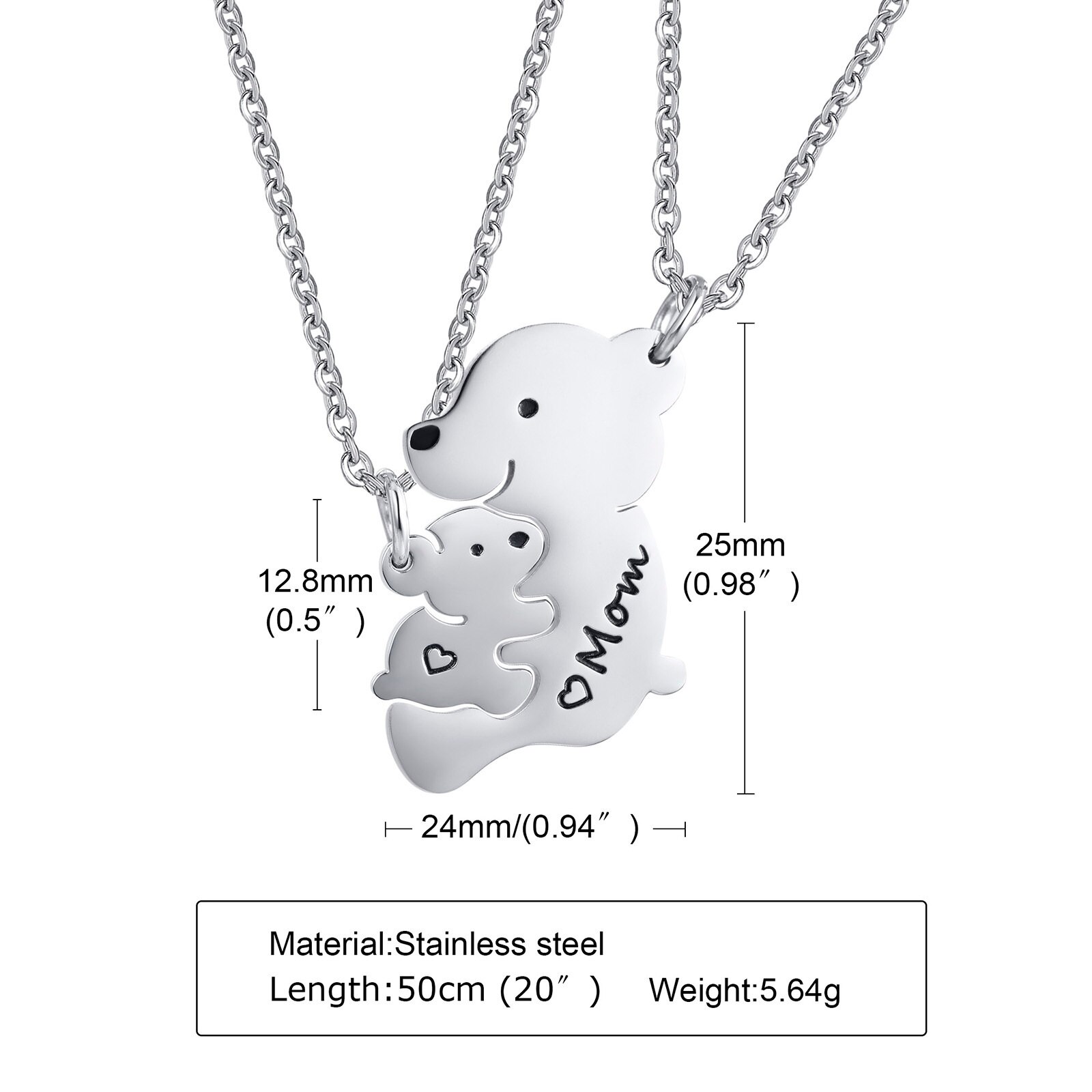 Vrouwen Ketting Set, Mama Moeder Baby Beer Hangers Met 20Inch Ketting, Schattige Dieren Hals Kraag, moederdag