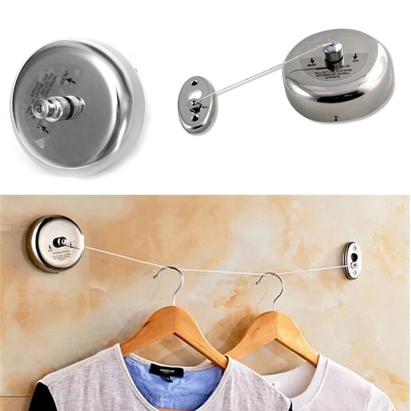 Retractable single drying rack hotel bathroom laundry clothes line invisible clothes rack Rusty steel retractable clothes line