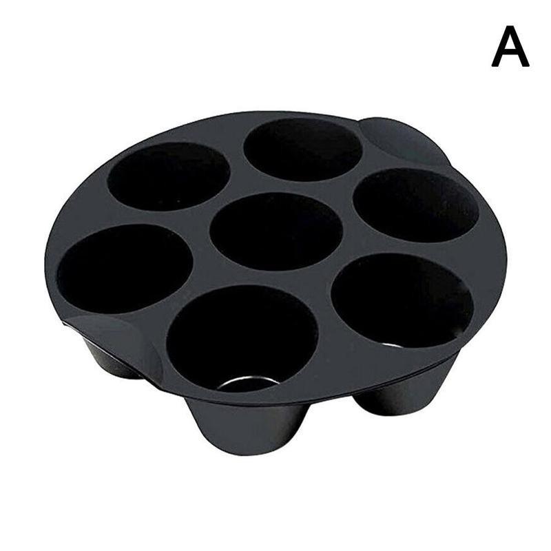 7 Zelfs Siliconen Muffin Cake Cups Bakken Zwart Muffin Cupcake Mallen Pan Airfryer Accessoires Fit 3.5-5.8 L Lucht Friteuse: 18cm