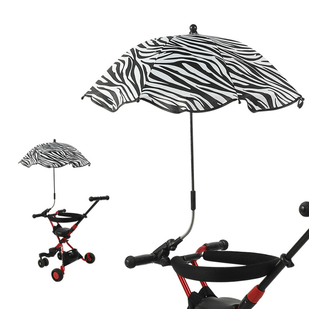 360° bambino passeggino pieghevole ombrello regolabile UV sole piovere protezione bambino carrozzina parasole all'aperto parasole Pushchair baldacchino: Argento