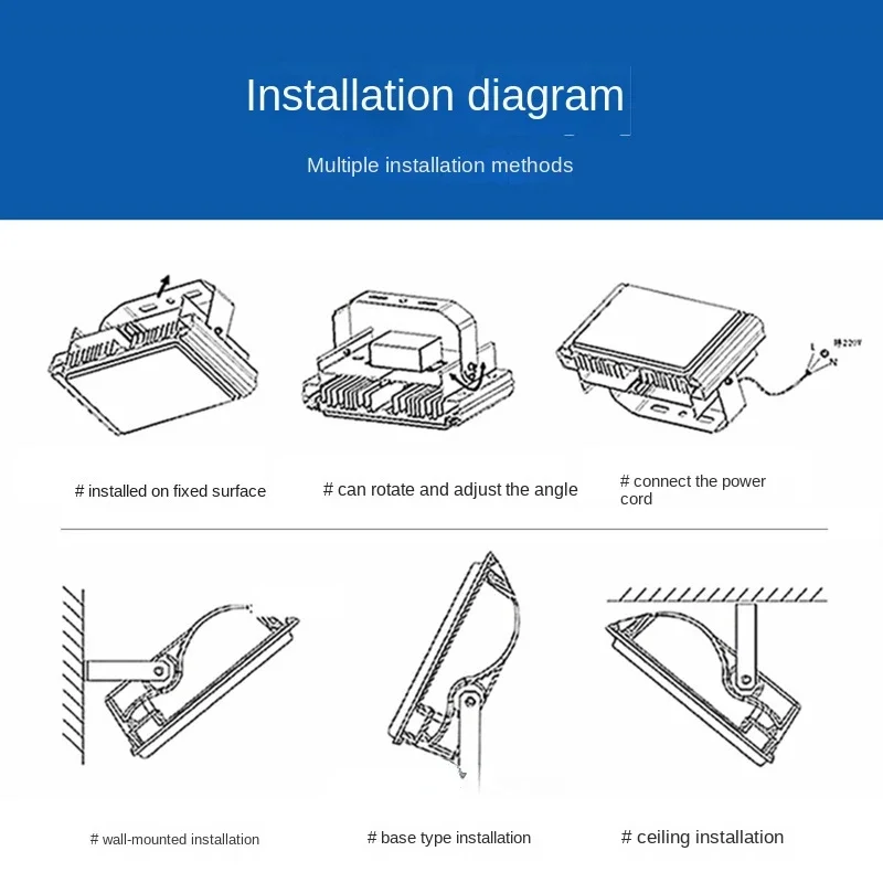 Reflectores LED 100W 50W 30W 20W 10W PIR Sensor de movimiento IP66 LED impermeable 220V colgante Exterior lámpara de pared al aire libre foco