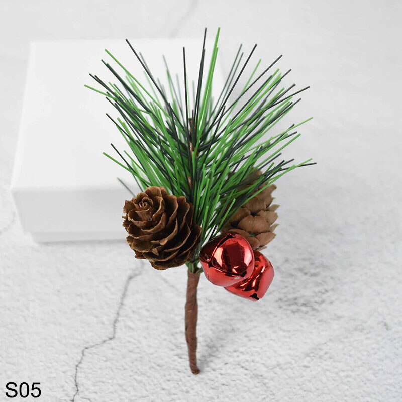 Lot de 3/5 fleurs artificielles en étamines de perles rouges, branches de baies de noël et pommes de pin, décoration florale pour la maison, diy, pour la saint-valentin: S05 / 5 pièces