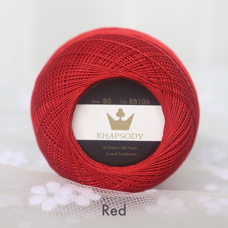 Rhapsody superior tamaño 80 algodón egipcio bateo de ganchillo, hilo de tejer encaje 10 g/unidad 184 yardas primavera macarrón 22 colores: royal blue