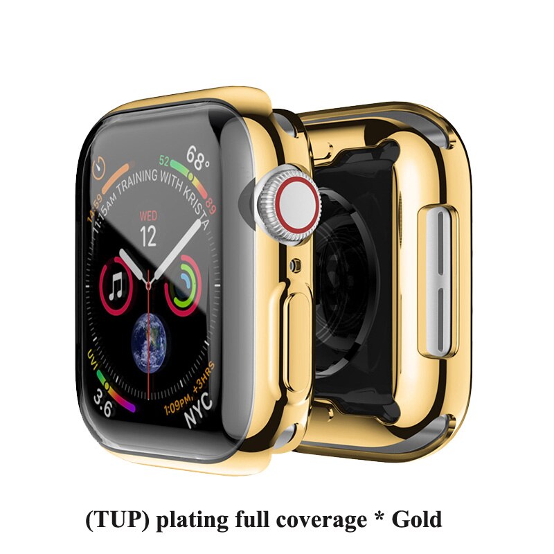 Kotelo apple watch -sarjalle 5/4/3/2/1 näytönsuoja 38mm 40mm 42mm 44mm yleissuojakotelo tpu kirkas ultraohut kansi: Kulta- / 40mm