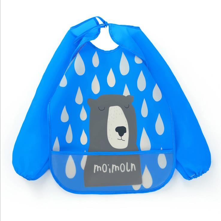 Baby Bibs Infant Burp Cloths Long Sleeve Waterproof Coverall Baby Animals Toddler Scarf Feeding Smock Baby Feeding Accessories