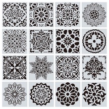 16 Stks/partij Mandala Muur Tekening Stencil Voor Schilderen Diy Hosehold Decoratie Sjabloon Fotolijst Stencils 15x15cm