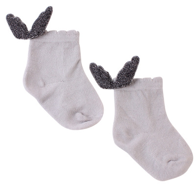 Efterår vinter baby baby pige sokker nyfødte bomulds sokker til børn englevinger baby piger drenge gulv sokker baby 0-2: Grå / 12m