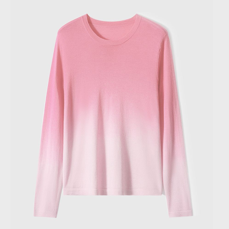 Spring Autumn Gradient Color Long Sleeve Sweater Women High Street Casual Slim Y2K All-match Knitting Pullovers