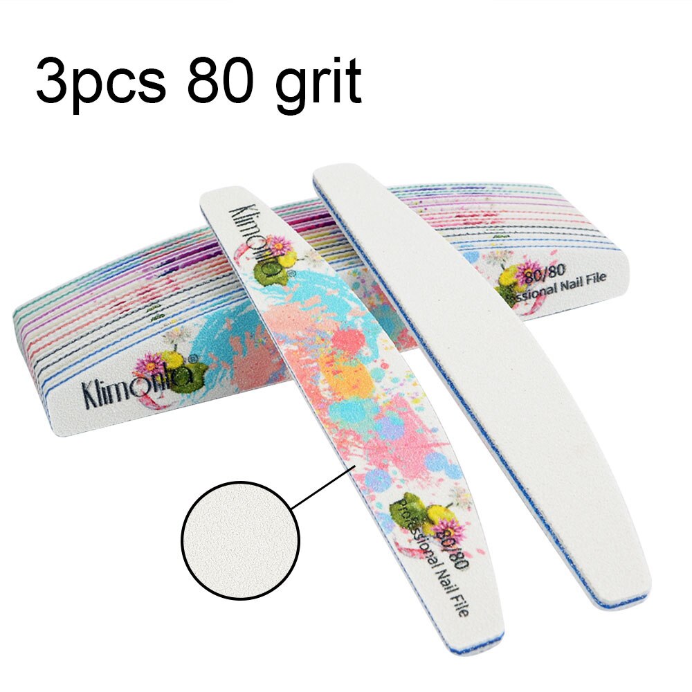 3/5/10 pz/lotto lima per unghie professionale 100/180 mezzaluna carta vetrata blocchi di levigatura per unghie rettifica lucidatura strumenti per la cura del manicure nuovo: 3pezzi 80 Grit