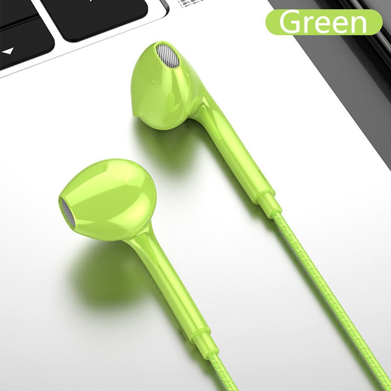 3.5Mm Wired Hoofdtelefoon Met Bass Oordopjes Stereo Koptelefoon Muziek Hoofdtelefoon Sport Koptelefoon Gaming Headset Met Microfoon Voor Xiaomi: green