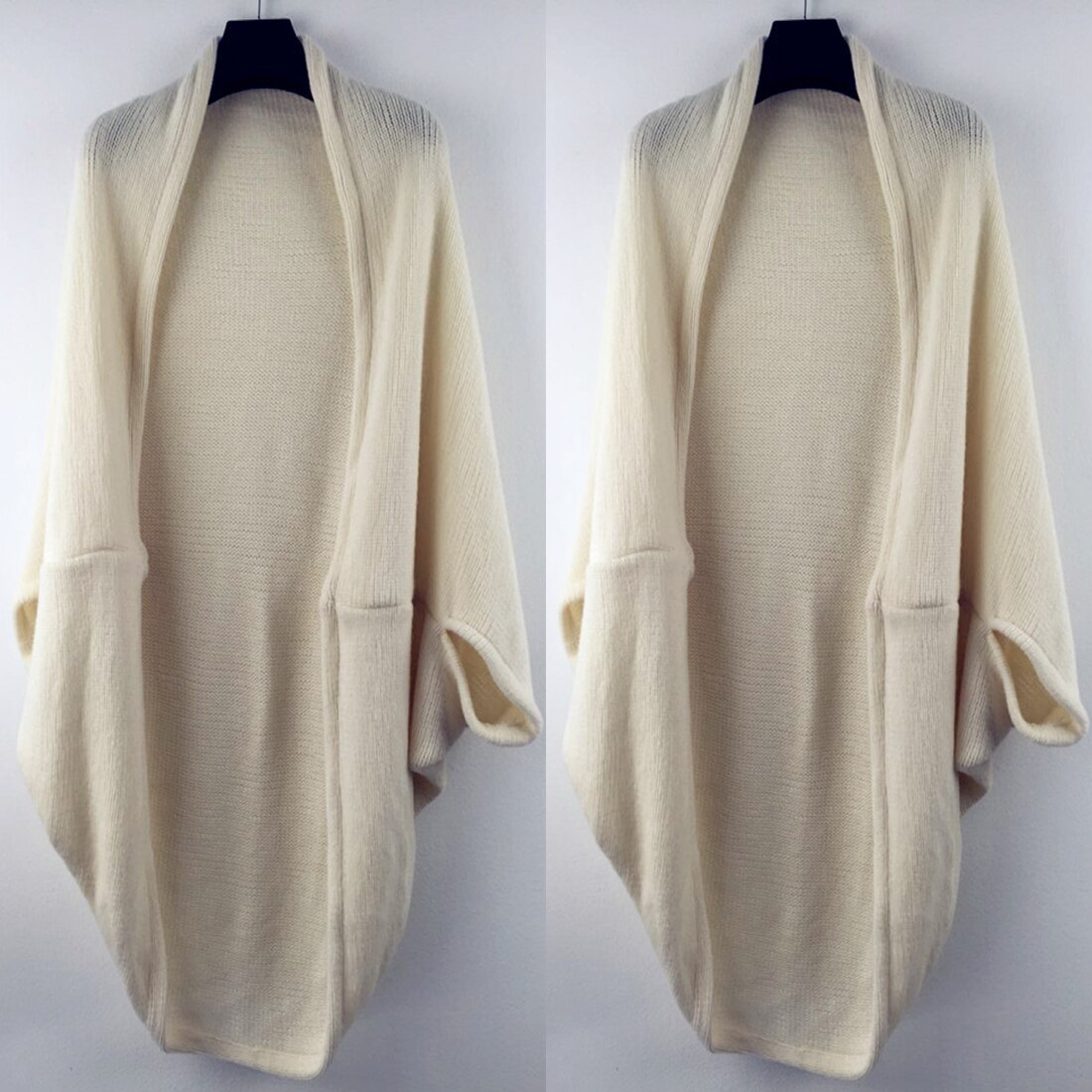 Winter Women Sweater Bat Sleeve Loose Knitted Sweaters Ladies Poncho Women Knitting Cardigan Coat Female Casual sweaters: Beige