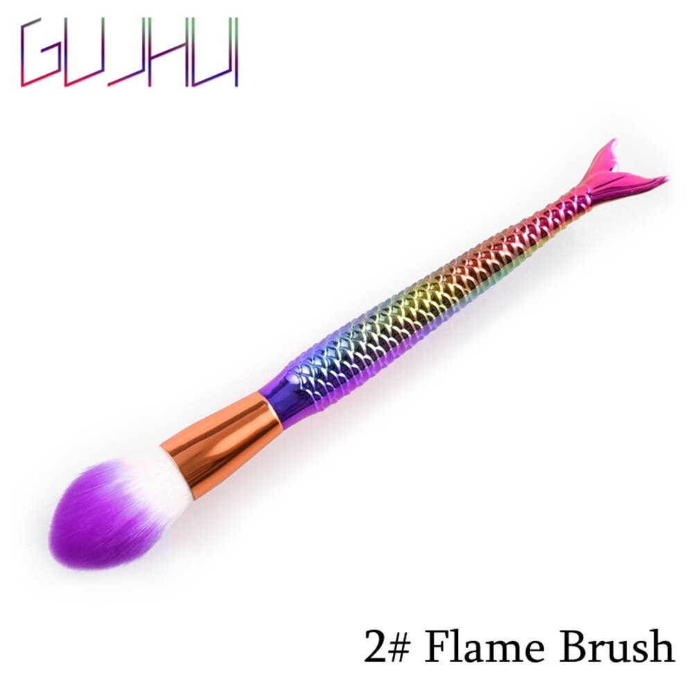 1PC beauté maquillage trousse à outils sirène queue de poisson pinceaux de maquillage Pro fard à paupières visage Contour fond de teint correcteur Blush brosse cosmétique: m02 Flame Brush