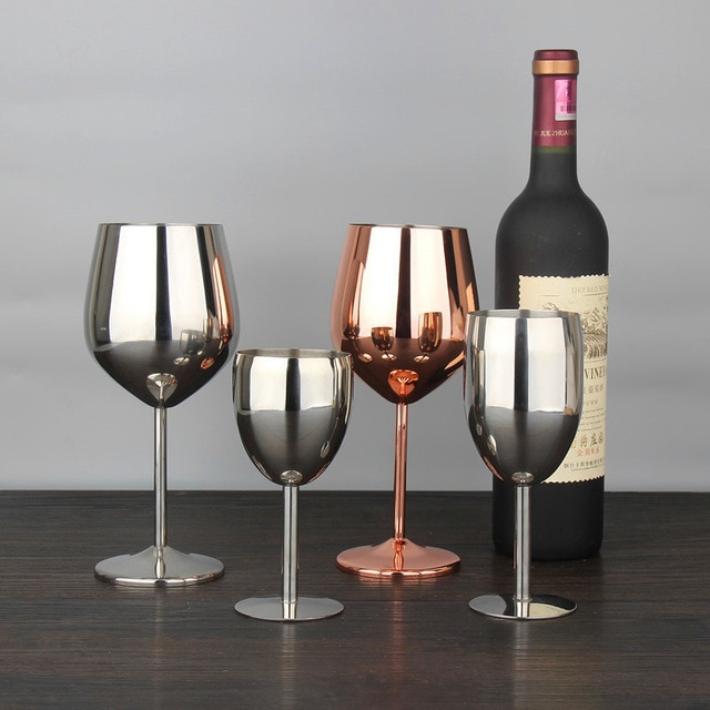 Copas de vino de acero inoxidable, accesorios para Bar, copas de champán de Metal brillante para de boda, copa de vino tinto, Copas de Brandy, 1 Uds.