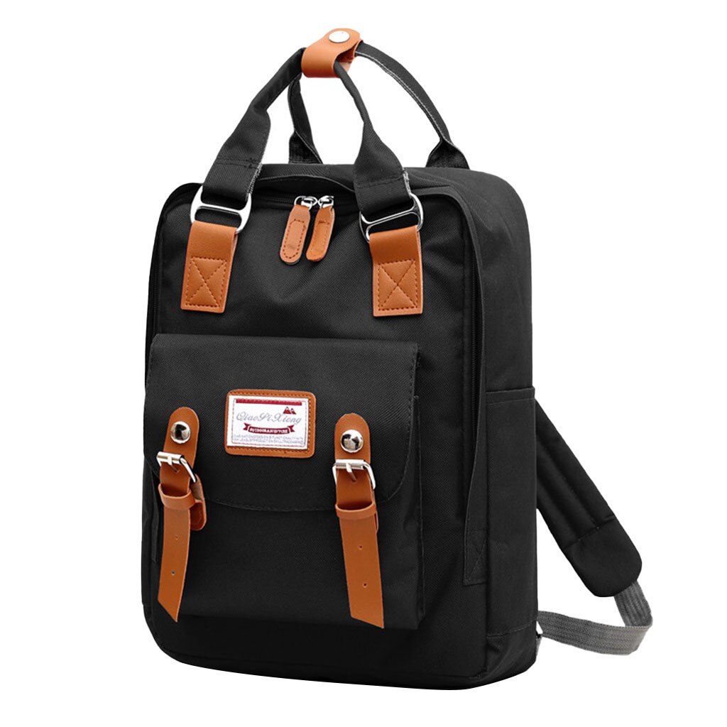 Korean Style Nylon Backpack For Women Simple Youth Travel Backpack Leisure School Bag Tote For Teen Girl Shoulder Bag 8: BK