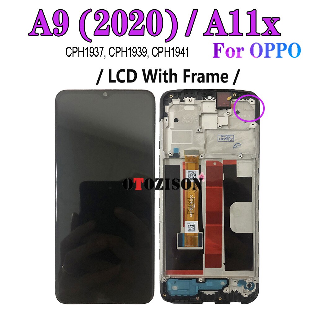 A11X LCD With Frame For OPPO A31 A5 A9 Display A8 A11 LCD Screen Touch Digitizer CPH1931 CPH1937 CPH1941 PDBM00 6.5": With Frame A9 l A11X