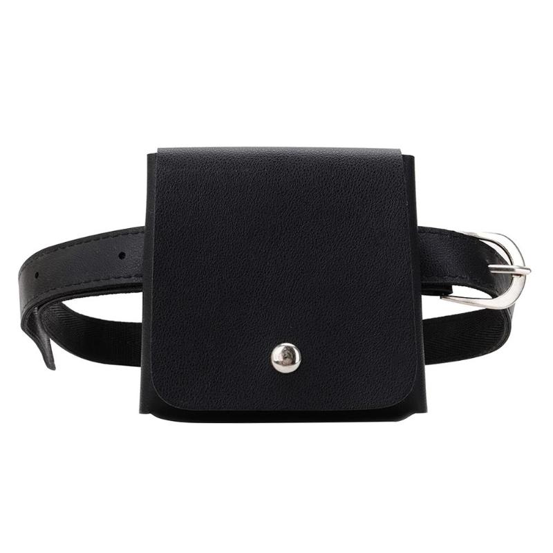 Hållbara pu läder fanny handväskor kvinnor mini enkel messenger enfärgade midjeväskor liten godisväska