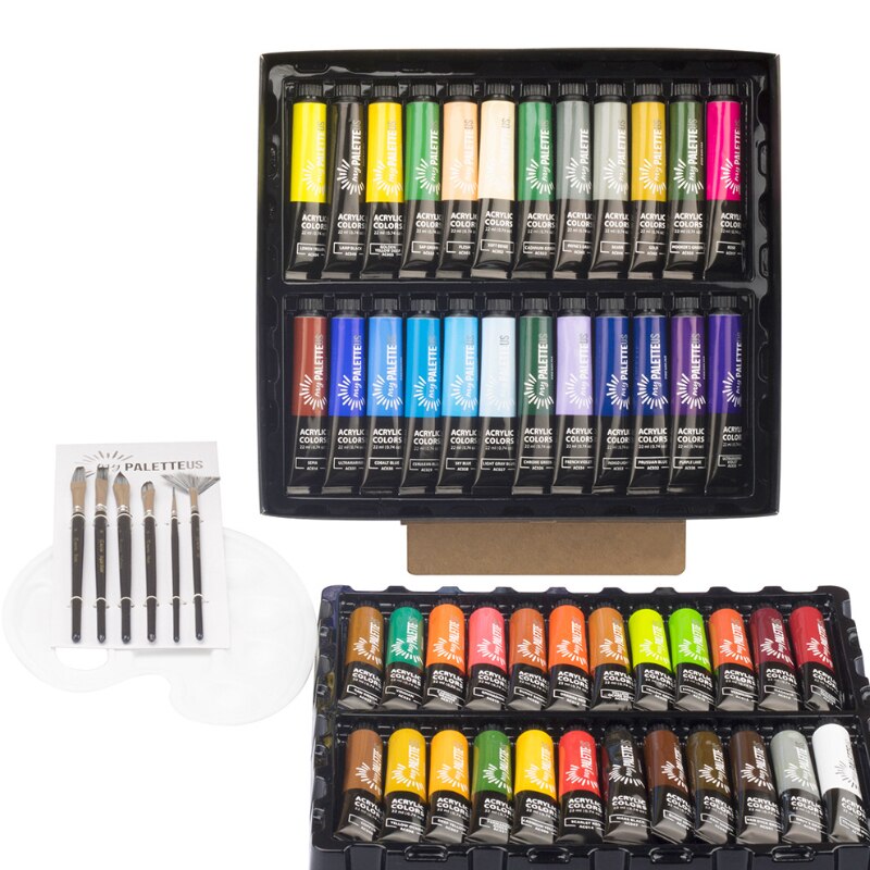 Acrylic Paint Set 48 Colors 22ml Acrylic Paint Palette Brush DIY Graffiti Paint Non-toxic Artist Hand Painted Wall
