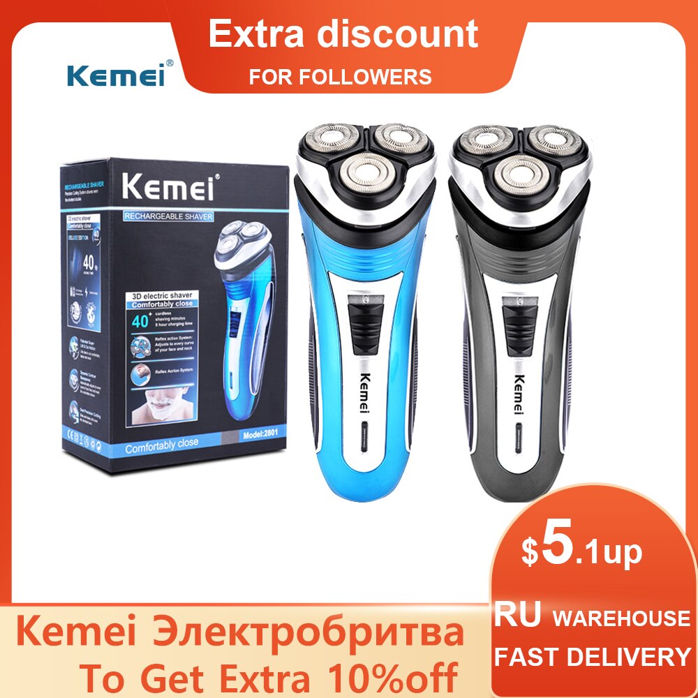 Kemei Electric Shaver Men Razor Rechargeable Beard Shaving Machine Trimmer Hair Cutter