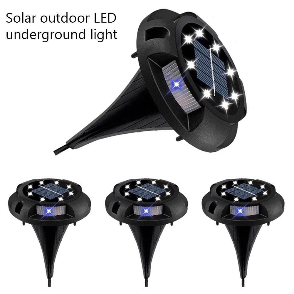 8pcs Ground Light Yard Landscape Decorative Corridor Lawn Bright 8 LED Outdoor Garden Driveway Solar Power Sidewalk Waterproof