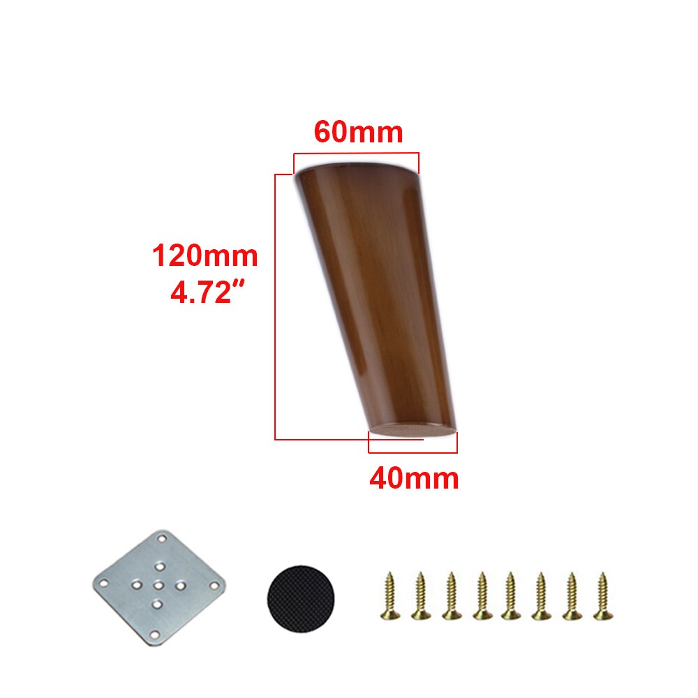 1/4PCS Solid Wood Furniture Legs Walnut Color Straight Oblique With Metal Footings Sofa Replacement Legs For Cabinet Couch Table: 1PC 12CM Oblique
