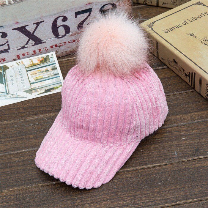 Inverno Pompon Rosa In Pelle Scamosciata Donne del Berretto Da Baseball Autunno Casual Streetwear Nero Elegante Cappello Della Protezione Del Cappello di Moda Femminile Regolabile: 11