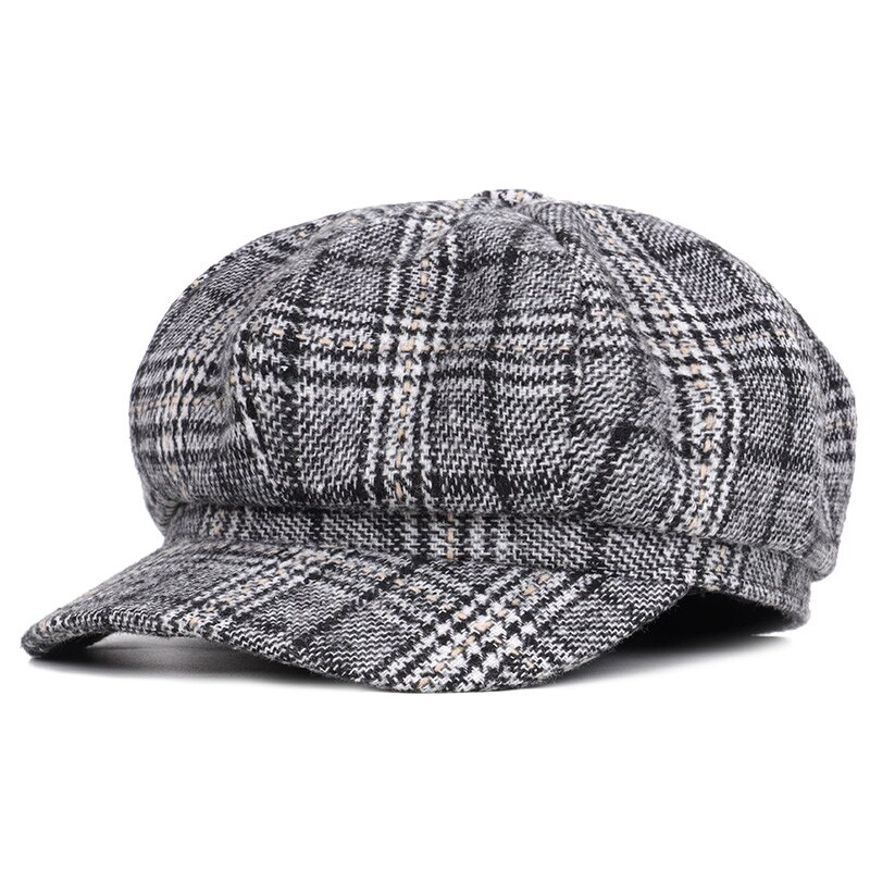 Chapeau de journal femme en laine | Grande , chapeau octogonal, nouvelle coiffure littéraire unisexe, peintre en laine, béret pour hommes: Gray-2