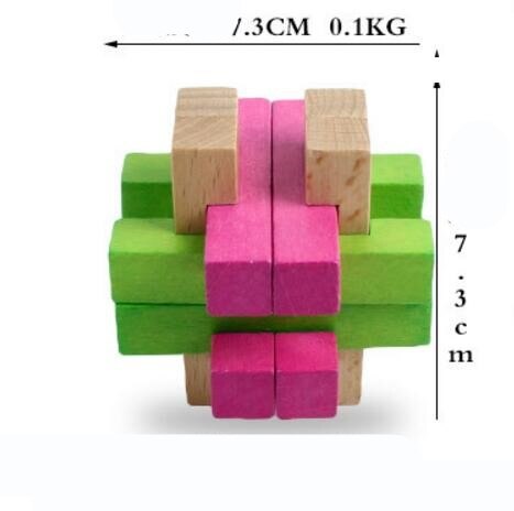colorful wooden Luban Lock Classic IQ Wooden Puzzle Mind Brain Teasers Burr Puzzles Game Toys for Adults Children: 2