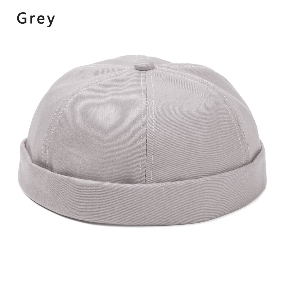 Sombrero Brimless para hombres y mujeres, capó ajustado de algodón, gorra de Skullcap roja pequeña juvenil, gorra sin visera negra para verano, boina de reloj marinero Docker: grey