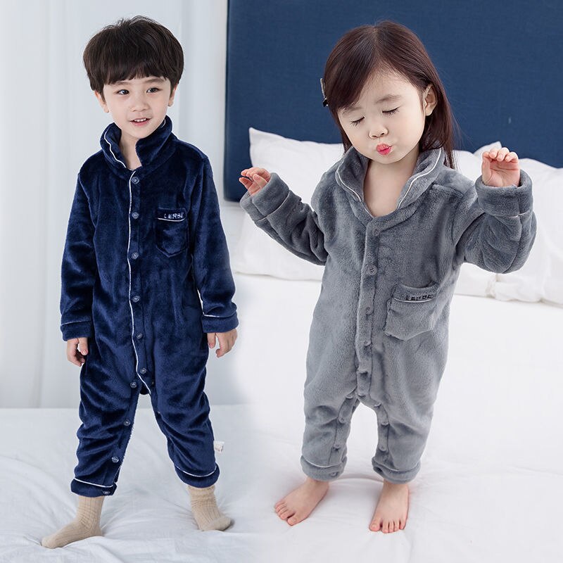 Winter freundlicher Flanell Weichen Schlafanzug Für Mädchen Jungen Kleinkind Feste Gesamt Pyjama freundlicher-Nachtwäsche Homeservice Onesie Kleidung