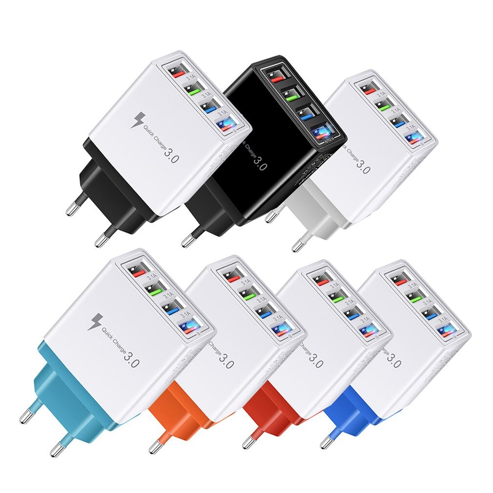 4 Usb-poort Kleurrijke Charger Travel Opladen Hoofd Inductie Oplader Usb Quick Mobiele Telefoon Oplader Telefoon Adapter