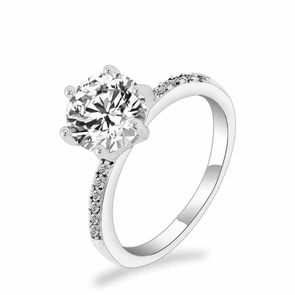 IPARAM Klassische Engagement Ring 6 Claws AAA Weiß Cubic Zirkon Weibliche Frauen Hochzeit Band CZ Ringe Schmuck: 8