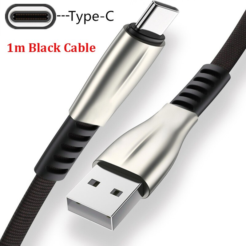 Cargador de teléfono para coche, cable de datos USB tipo c de carga rápida 5A, QC 3,0, LED, para OPPO A52, A72, A92, Reno 2, 2Z, 3, 4 Pro, VIVO Y17: Black For Type-c