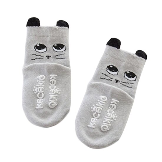 Crianças meias de algodão macio menino menina do bebê bonito dos desenhos animados impresso quente moda esporte meias outono inverno crianças meias curtas presente: Cinza / S