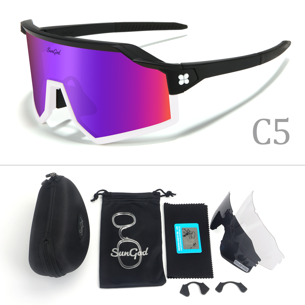 SunGod Cycling Glasses UV400 Man Mountain Bike Glasses Bicycle Fishing Sports Sunglasses Polarized Cycling Sunglasses Eyewear: GRAY