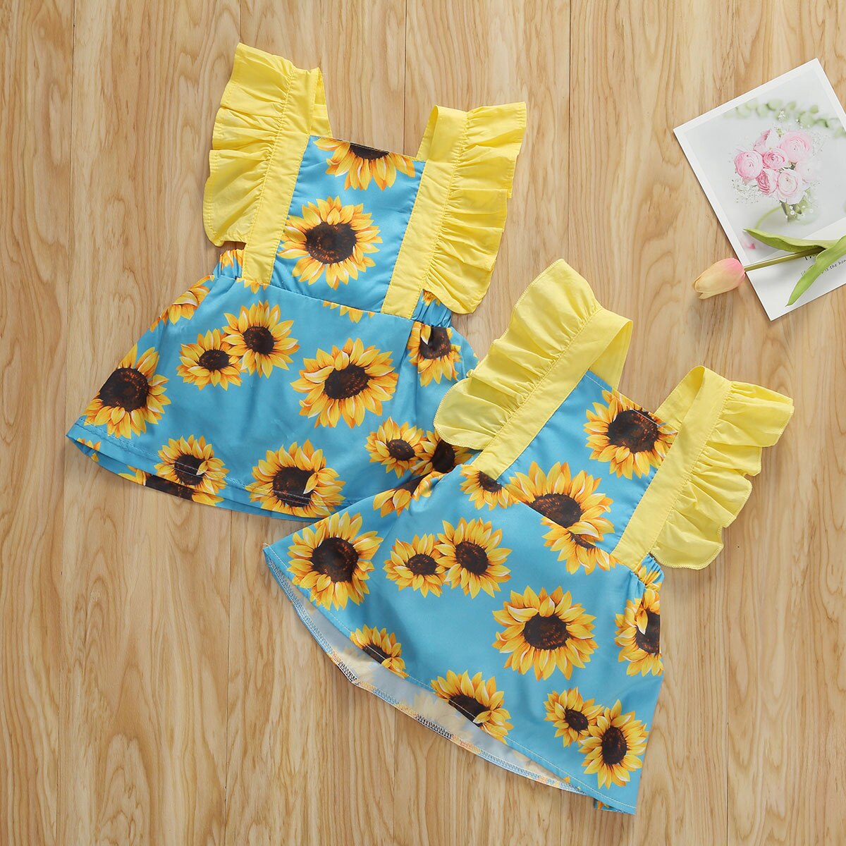 0-24M Baby Meisjes Romper Jurk Zonnebloemen Print Ruches Korte Mouw Leuke Jumpsuits Zomer Outfits