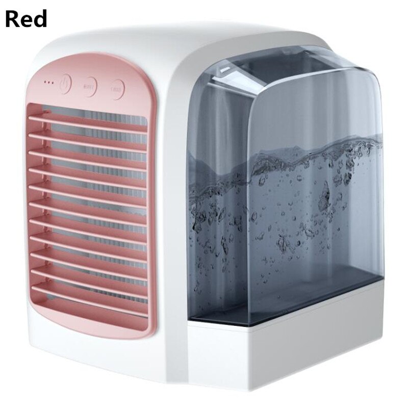 USB Water-cooling Air Conditioning Fan Purifying Air Humidification Cool Wind Three-speed Adjust Fan Soft Light Strong Wind Fan: Red