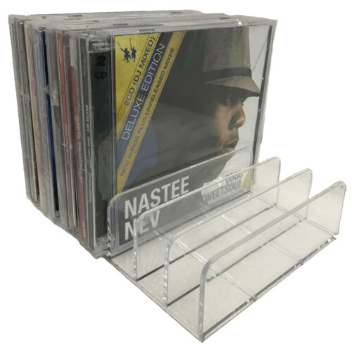 Soporte de almacenamiento para CD, estante de exhibición, organizador prémium, soporte de acrílico transparente para CD-DVD