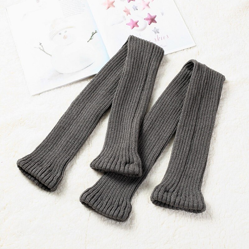 Leg Warmers Women Warm Knee High Winter Knit Solid Crochet Socks Warm Boot Beenwarmers Long Socks: gray