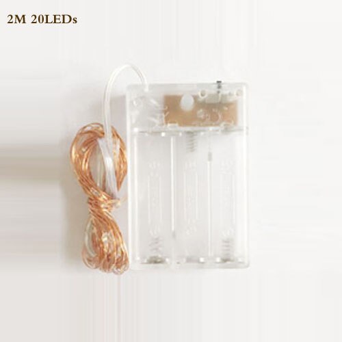 2M 3M 5M 10M Led Verlichting Ketting Koperdraad Usb Of Batterij Aangedreven Led String Licht fairy Licht Voor Kerstverlichting Wedding Party: 2M by AA Battery / White