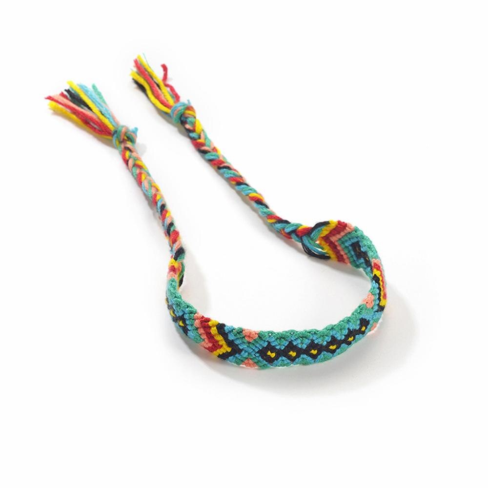 Boho pulseira de tecido artesanal arco-íris sorte amizade pulseiras pulseiras para mulheres boho franja corda trançado jóias presente: Blue