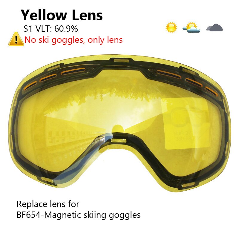 100% UV400 Bescherming Magnetische Ski Bril Lens Anti-Fog Snowboard Goggles Voor Mannen &amp; Vrouwen Skiën Bril: Yellow Graced Lens