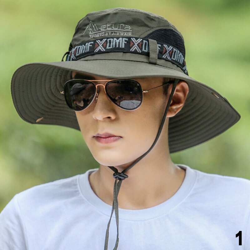 Summer Fishing Hat Man Women Wide Breathable Mesh Fishing Cap Beach Hats Sun Men's Outdoors UV Protection Shade Hat: P1
