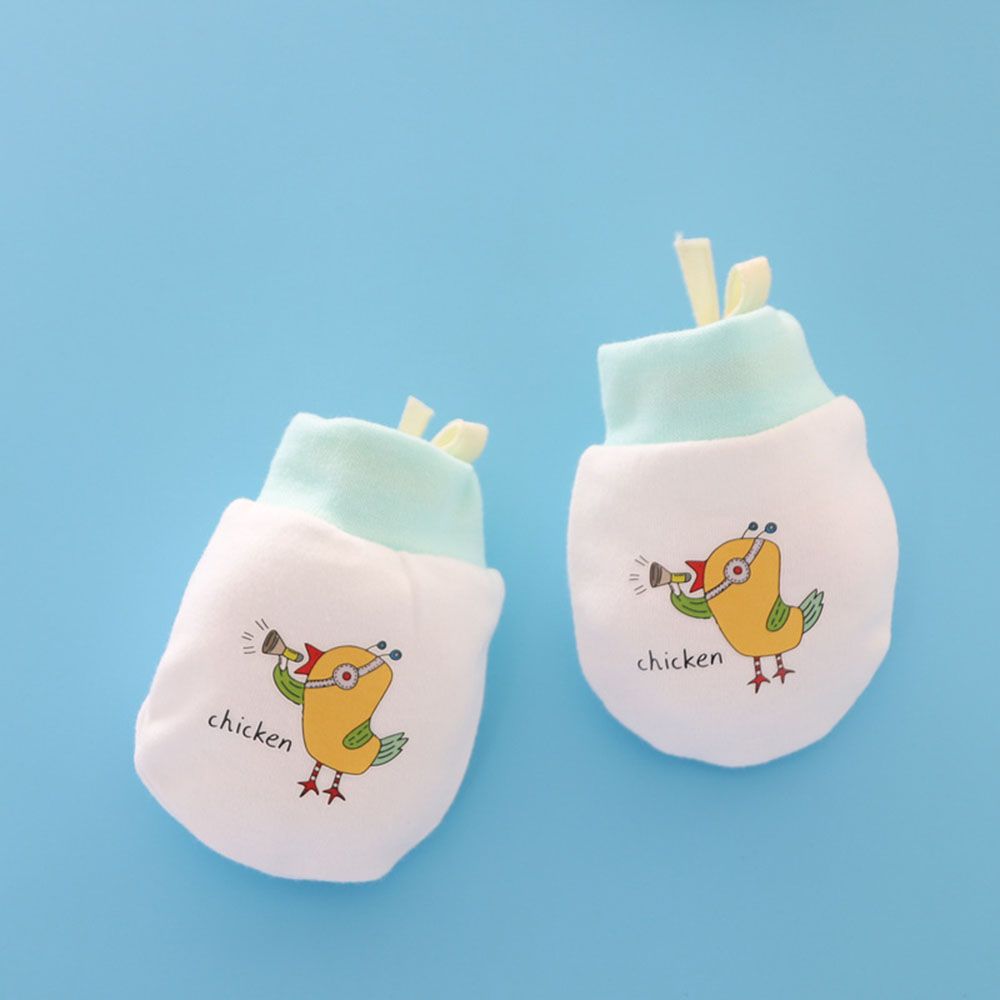 Baby Pflege Neugeboren Produkt Baby Fäustlinge Anti kratzen Kordelzug Handschuhe: Grün Küken