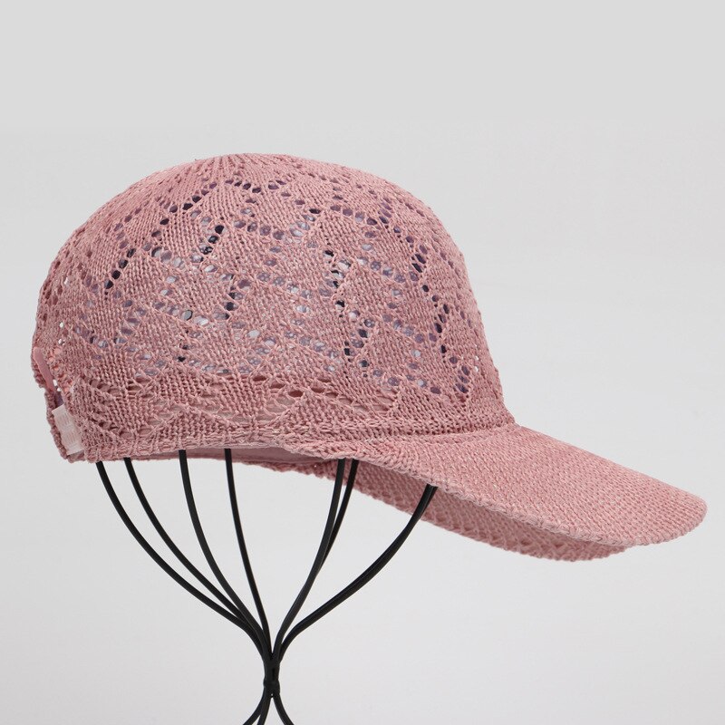 Summer Mesh Knitted Baseball Cap For Women Hollowed Breathable Outdoor Casual Sun Protection Girl Retro Snap Back Hat