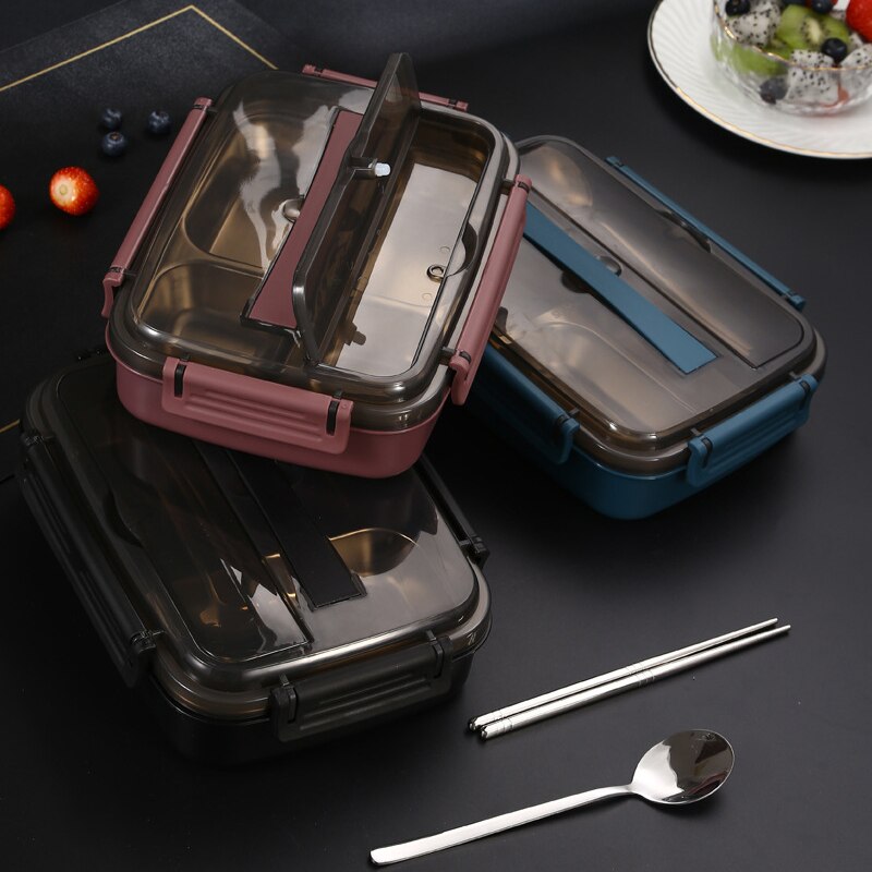Lunch Bento Box Voor Werk Draagbare Lekvrij Servies Rvs Mannen Lunchbox Outdoor Picknick Voedsel Opslag Snack Containers