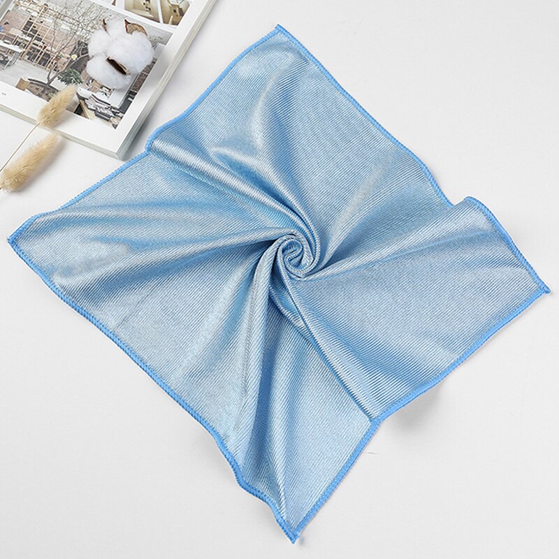 Glass Cleaning Cloth Dishcloth Lint Free For Windows Cars Kitchen Mirrors Traceless Reusable Fish Scale Rag Polishing Microfiber: Light Blue / 30x30cm