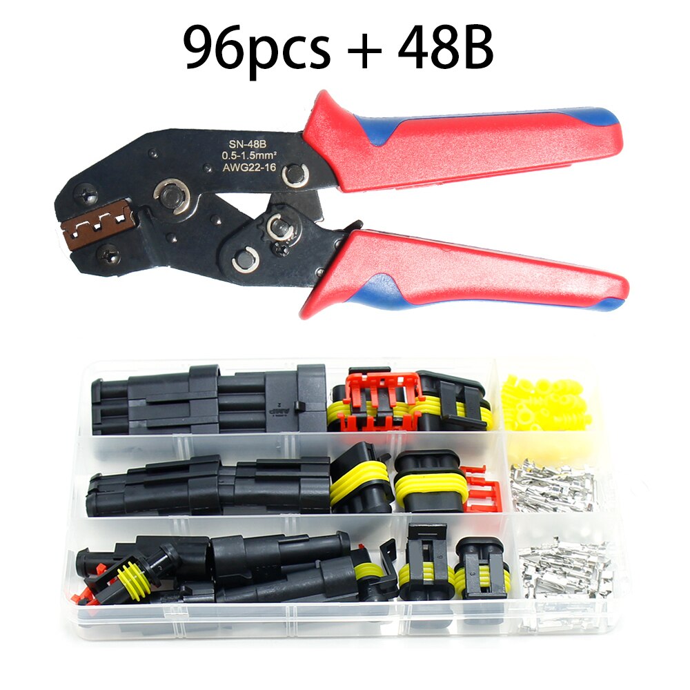 Vattentäta kopplingar kit bilkabel snabbkoppling elektrisk i bil kablar auto tätning uttag 1 2 3 4 5 6 stifts plug kit sätt: 96 st 48b