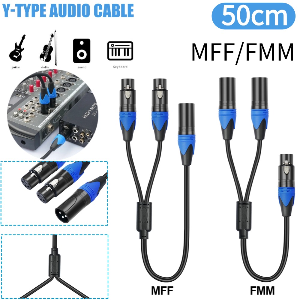 Cavo sdoppiatore XLR da 50 cm 1 XLR femmina a 2 XLR maschio Cavo sdoppiatore XLR Y Cavo sdoppiatore per microfono per miscelatore amplificatore